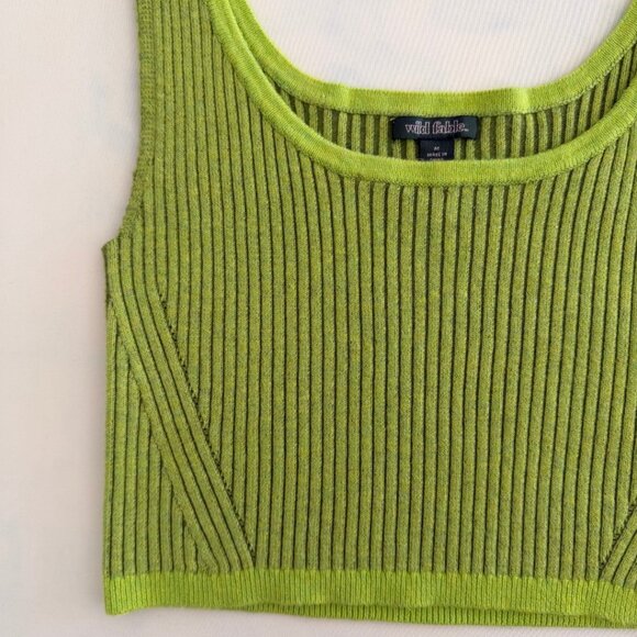 Wild Fable Bright Green Ribbed Cropped Tank Top - Picture 3 of 7